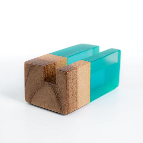 RWA Business Card Holder for Men & Women - Handcrafted Epoxy & Wood, Stylish & Durable Business Card Organizer, Premium Business Card Holders Desk Accessory for Professionals - ELEMENT aqua/dark