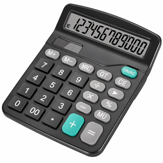 DANRONG Desktop Calculator with Big Buttons, Dual Power Source, Solar and Battery, Large Display Screen - Perfect for Office, Teachers, and Students (Black)