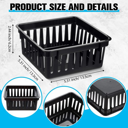 Tatuo 24 Pcs Classroom Small Plastic Baskets Bulk Storage Baskets for Organizing Crayon Pencil Containers Organizer Bins for Back to School Gift Office Desk Drawer Home, 5.31 x 5.31 x 2.44 Inch(Black)