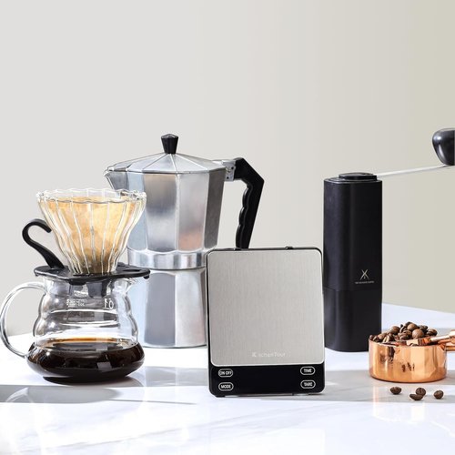 KitchenTour Nano Coffee Scale - High Precision 3kg/0.1g Timer for Espresso & Pour Over | Backlit LCD Display