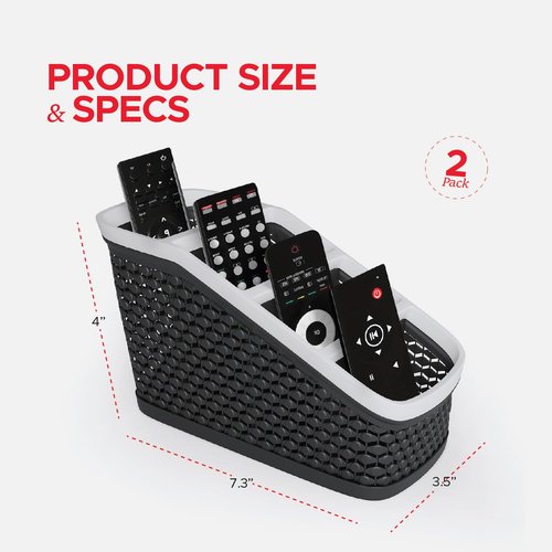 Remote Control Holder (Set of 2) Remote Caddy, TV Remote Control Organizer, 4 Compartment Remote Keeper Storage, Remote Organizer for Table, Desktop