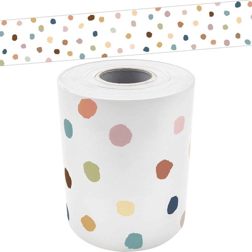 Light Mauve Better Than Paper® Bulletin Board Roll and Teacher Created Resources Painted Dots Border Trim