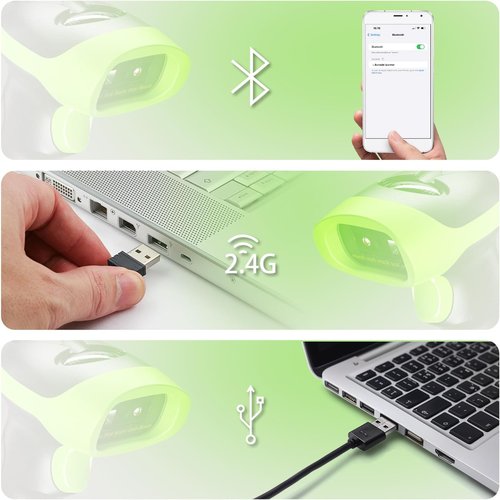 NetumScan Wireless QR Barcode Scanner - 3 in 1 Bluetooth 1D/2D Reader for POS, Tablets & Smartphones