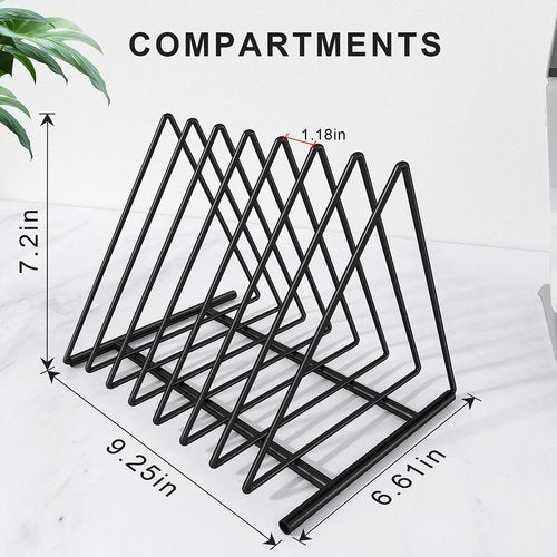 Fun storage 2 Pack Triangle Desk File Organizer, 7 Slots Metal File Sorter Magazine Holder Document Rack,Desktop Bookshelf Organizer for Office Home School,Black