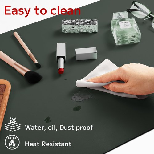 Damcrop Desk Pad Mat Protector, Makeup Mat Dual-Sided PU Leather, Non-Slip Desk Pad with Suede Backing, Waterproof Vanity Organizer Mat, Multi-Use as Mouse Pad or Keyboard Mat 23.62''*11.81''