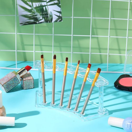 Teling 15 Pieces Plastic Pen Holder Acrylic Pencil Display Stand 6 Slots Acrylic Pencil Holder Vertical Eyebrow Pen Stand Makeup Brush Rack Organizer for School Office Home Store Desk Supplies (Clear)