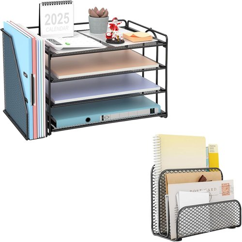 Gianotter 4-Tier Paper Organizer - Stylish Mail Organizer for Countertop Use | Black Finish