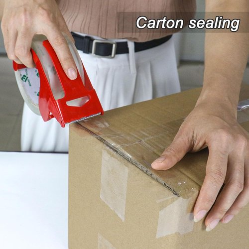 BOMEI PACK Heavy Duty Clear Packing Tape - 12 Rolls with Free Dispenser | 2.4 Mil, 1.88 Inch x 60 Yard