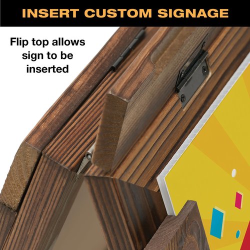 Excello Global Products A-Frame Combo, Chalkboard and Coroplast Poster Holder, 18x24, Rustic Brown