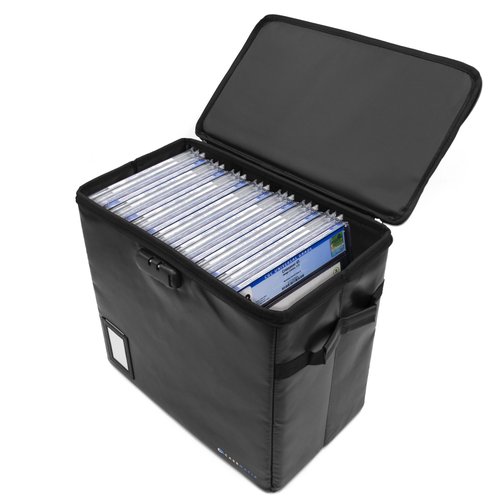 CASEMATIX Graded Comic Storage Fits 30 Comics, Hard Shell Fire-Resistant Bin with Three Internal Box Dividers, Zipper Lock
