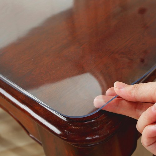 OstepDecor Clear Table Cover Protector 40 x 90 Inch, 2mm Thick Plastic Table Cover, Table Protector for Dining Room Table, Waterproof & Wipe Clean Desk Mat Pad for Kitchen Wood Tabletop