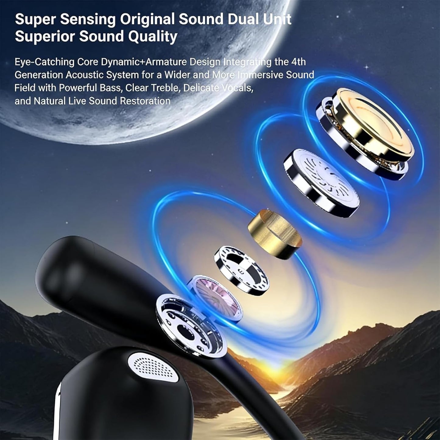Skiennix Translation Earbuds - AI Wireless Bluetooth Real-Time Interpretation Headset | Black & Khaki