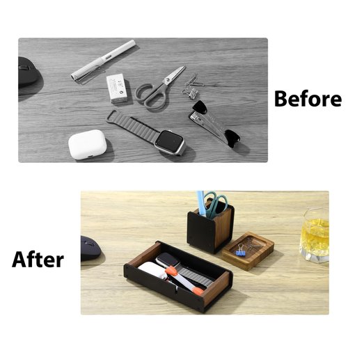 NIRVASH Desk Tray Organizer Drawer for Home Office, Walnut Desk Organizer Tray for Keys, Watch, Airpods, Earbuds and Accessories
