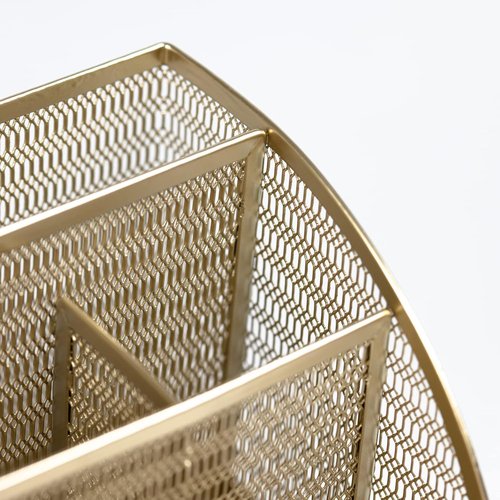 BLU MONACO | Gold Desk Organizer - Stylish Metal Caddy with Drawer & Six Compartments for Office Supplies