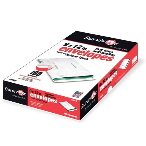 Survivor R1470 Tyvek USPS First Class Mailer, 9 x 12, White (Box of 100)