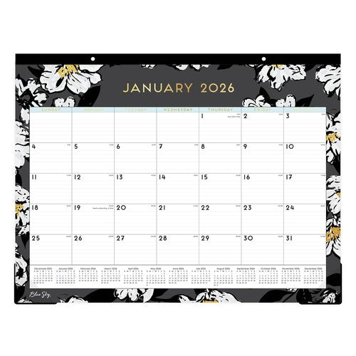 2026 Blue Sky Monthly Desk Pad Calendar, 22" x 17", Baccara Dark, January To December, 110215