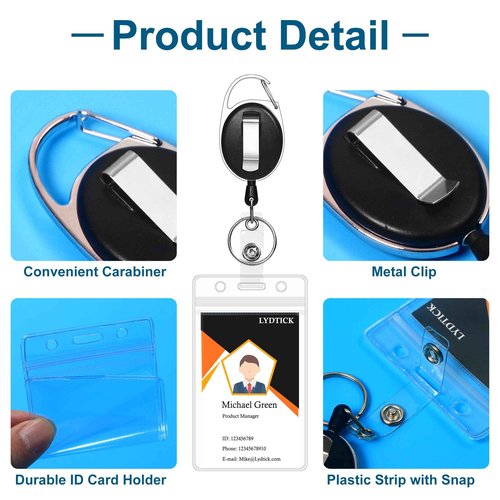 LYDTICK 100 Pcs Retractable Badge Reels & ID Badge Holder, Heavy Duty Badge Holder Clips Bulk ID Card Key Holders with Ring for Nurse Office Work Employee School Supplies