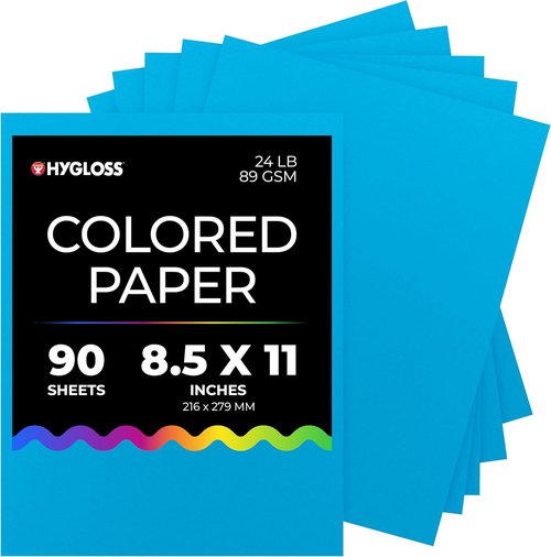 Hygloss Dark Blue Colored Paper - Acid-Free, Fade-Resistant, 24 lb, 8.5x11-Inch, 90 Sheets