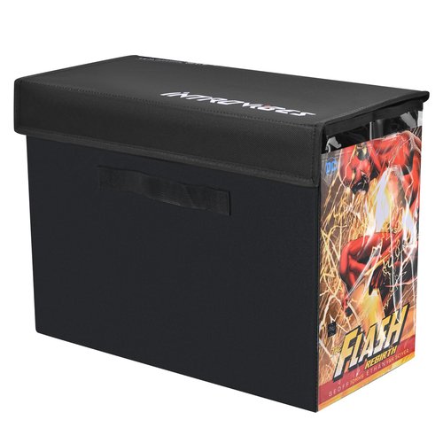 Introvibes Comic Book Storage Display Box, Collapsible Comic Short Box with Lid and Handles, Holds 200 Comic Books, 15.4"x7.9"x11"
