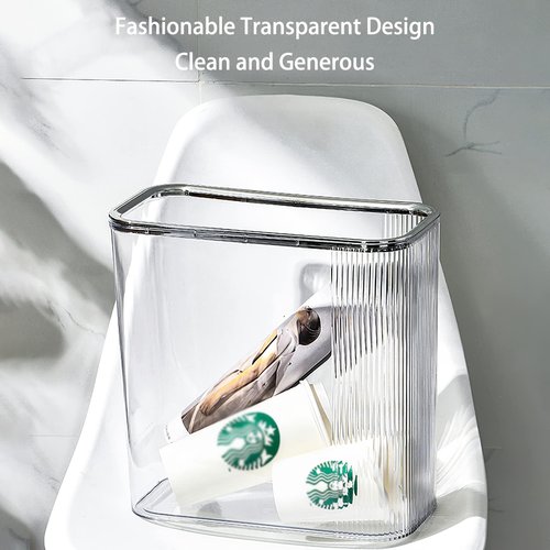 Aiabaleaft Transparent trash can Wastebasket, Bathroom Trash Can with Lid, 3.5 Gallon Kithen Garbage Can for Bathroom, Bedroom, Kitchen, Office, Craft Room (Transparently)