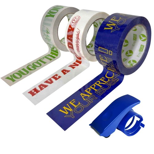 3-Roll Bundle Decorative Printed Packing Shipping Tape for Small Businesses - Have a Nice Day, You Got This, We Appreciate Your Business, Printed Packing Tape for Moving Boxes, 110 Yards (330 FT) Each