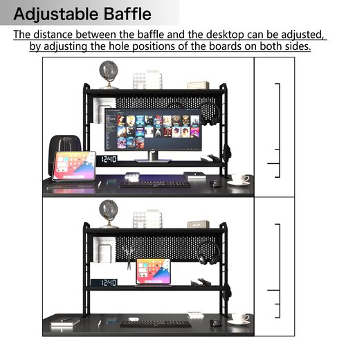PROXRACER Ergonomic Monitor Stand for 42" and Up Tables, Adjustable Shelf, Rust-Free Metal Frame, Supports 200 lbs, Easy Assembly, Suitable for Gaming and Office