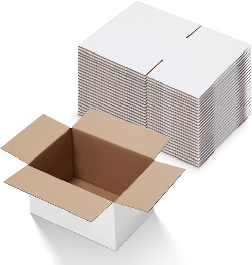 Calenzana Shipping Boxes - White Corrugated Cardboard | Set of 25 | 10x7x5 Inches for Small Business Packing