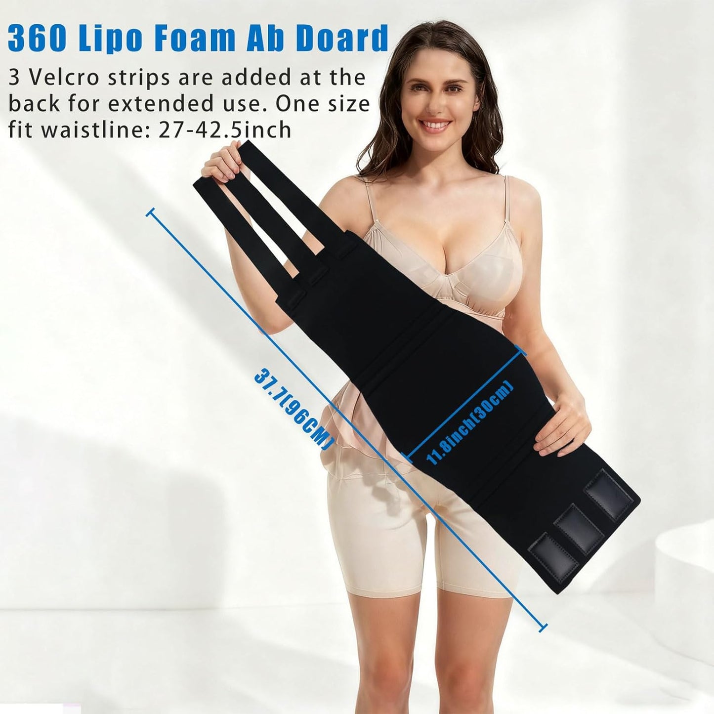 YNEANZD Lipo Foam 360 - Adjustable Ab Board for Post-Surgery Recovery | Black Compression Waist Cincher
