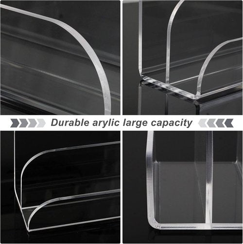 Skiennix Acrylic Mail Organizer - 2-Section Desk Organizer with File Sorter & Letter Holder