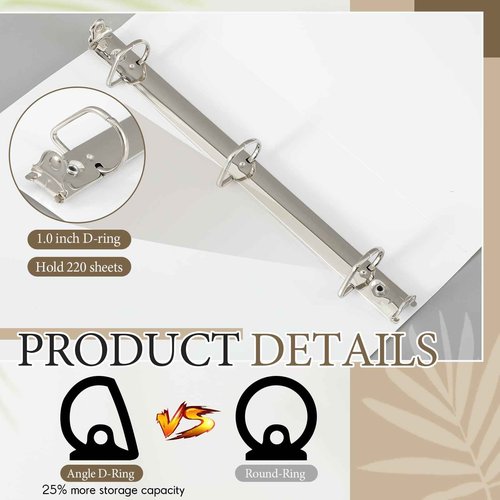 Humyoun 8 Pcs 11 x 17 Inch 3 Ring Binders 1 Inch Rings Heavy Duty View D Ring Binders Economy Holds 11" x 17" Paper for Artwork Blueprints, Office, Home, Work Places(White)