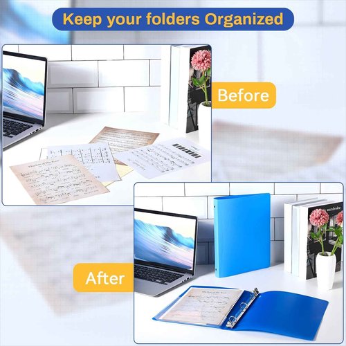 CHENGU 12 Pieces 0.75 Inch Binders 3 Ring Holds 200 Sheets Paper 0.75 Inch Plastic Binder with Pocket Round 3 Ring Letter Size for School Office Supplies