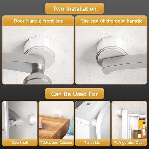 4PCS Door Stoppers for Wall Protector with Adhesive, Aluminum Door Knob Wall Protector, Spring Shock Absorption Technology, Door Bumpers for Walls, 1.38" Diameter, 0.94" Thickness, White