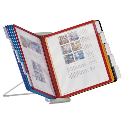 Durable 561200 InstaView Expandable Desktop Reference System with Assorted Borders, 10 Panels