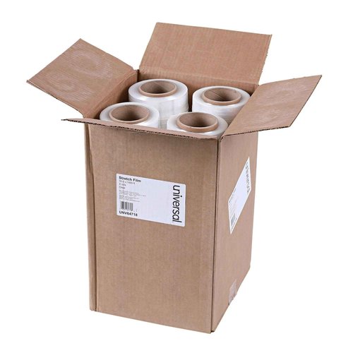 Universal High-Performance Handwrap Film, 18" x 1,500 ft, 12 mic (47-Gauge), Clear, 4/Carton