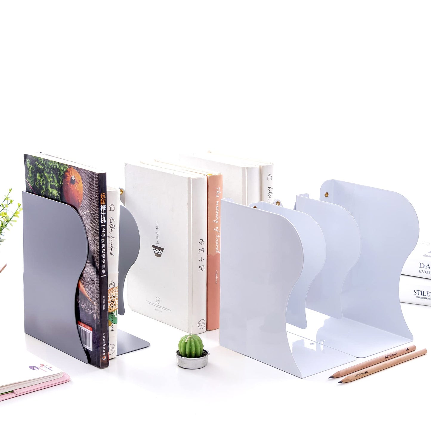 Adjustable Bookends Metal Book Ends for Heavy Book Holder Heavy Duty Bookends Nonskid Bookcase Desktop Book Organizer Binder Holder