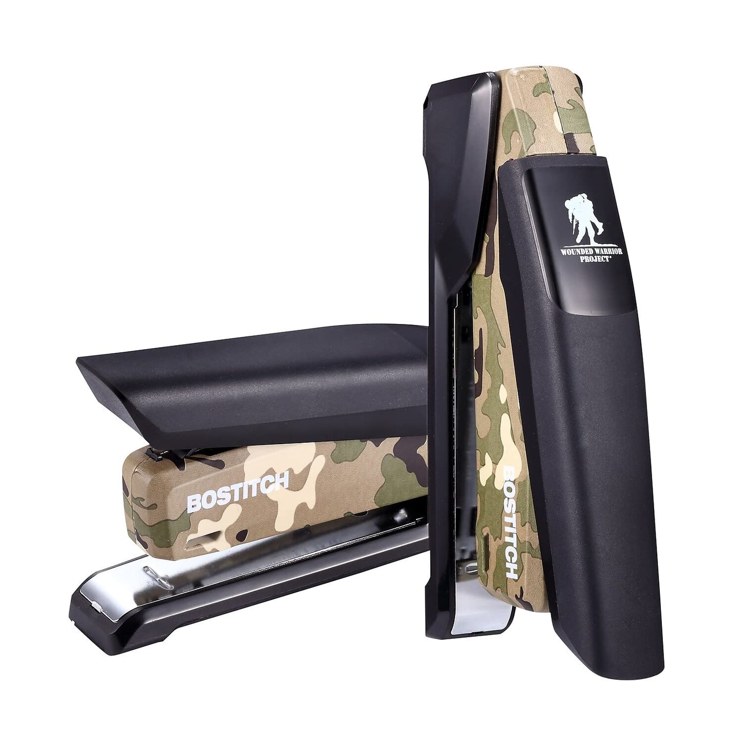 Bostitch Office Metal Spring Powered Stapler, One Finger, Supports Wounded Warrior Project, Camouflage (INP28-WW)