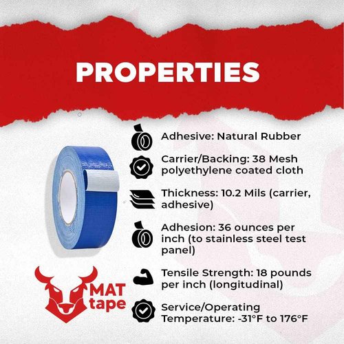 MAT Duct Tape Burgundy Industrial Grade, 6 inch x 60 ft. Waterproof, UV Resistant for Crafts, Home Improvement, Repairs, & Projects