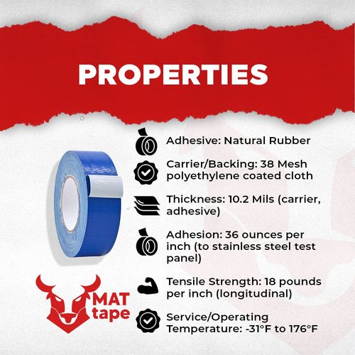 MAT Duct Tape Black Industrial Grade, 12 inch x 60 ft. Waterproof, UV Resistant for Crafts, Home Improvement, Repairs, & Projects