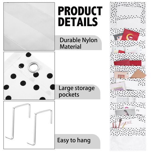 MotiMind 10 Pockets Wall Hanging File Folders File Storage Pocket Chart for Classroom Hanging Wall Organizer with 2 Over The Door Hangers, 58" x 14" for School Classroom Office Home(Boho)