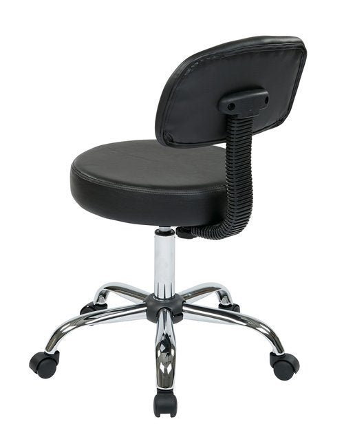 Work Smart Office Star Drafting Chair with Padded Seat, Pneumatic Height Adjustment and Heavy Duty Chrome Base, Black Vinyl