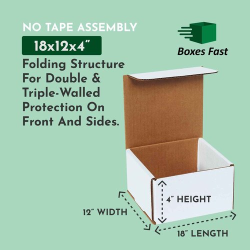 Boxes Fast BFM553 Corrugated Cardboard Mailers, 5 x 5 x 3 Inches, Tuck Top One-Piece, Die-Cut Shipping Cartons, Small White Mailing Boxes (Pack of 50)