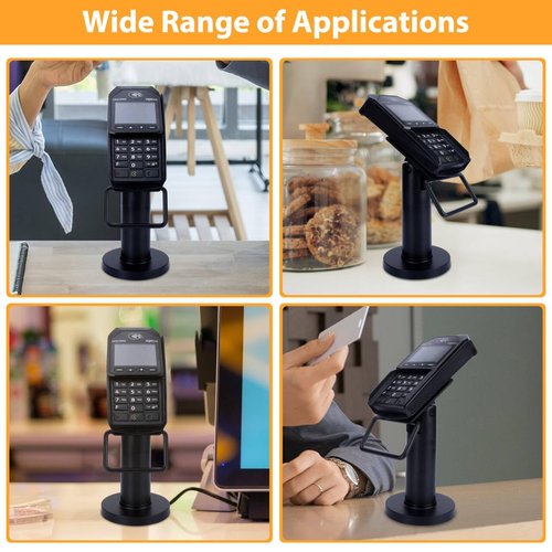CRIZISTON POS Terminal Stand for Ingenico Lane/3000/3600/7000/8000, Point of Sale Square Card Reader Terminal Holder, Tilt & Swivel Metal POS Stand with Installation Tools, Screw-in & Adhesive, Black