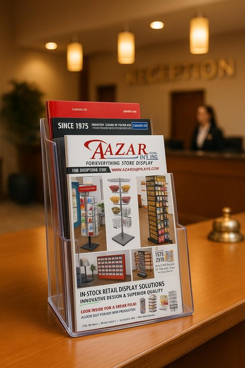 Azar Displays 252378-2PK Brochure Holder 8.5"x11", Acrylic Desk Organizer, Three Tier Document, Magazine & Sign Holder, Wall Mount Desk Accessories (2-Pack)