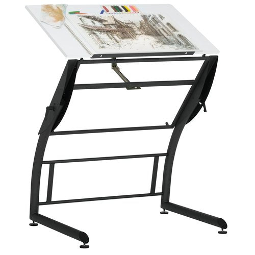 SD STUDIO DESIGNS Triflex Drawing Table, Sit to Stand Up Adjustable Office Home Computer Desk, 35.25" W X 23.5" D, Charcoal Black/White