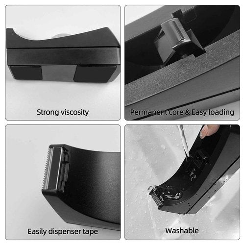 Ayearparty 10 Pack Desktop Tape Dispenser Bulk Black Tape Roll Dispenser Non Skid Base Desk Tape Holder for Office School Home (Tape Not Included)