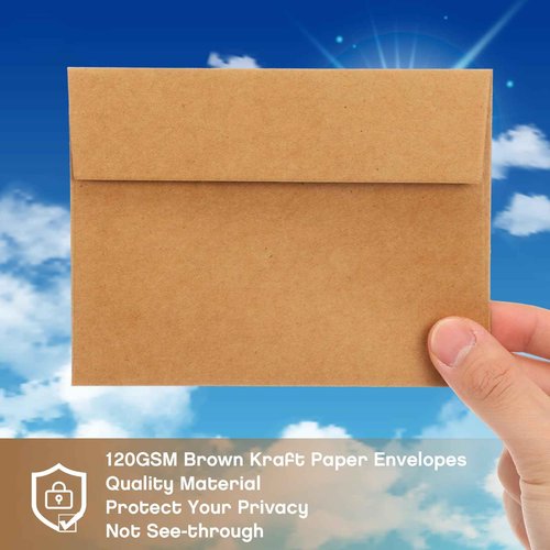 Fainne 800 Pack Brown Envelopes Bulk, Kraft Envelopes for Invitation, 120 GSM Gift Card for Office, Gift, Party, Baby Shower, Wedding (A2 5.75 x 4.375")