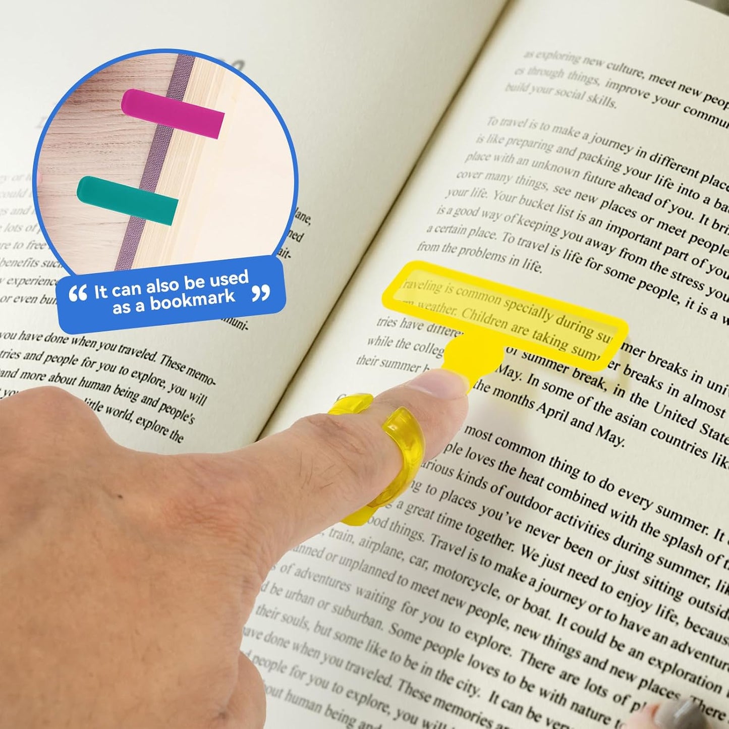 Skiennix Guided Reading Strips - 8Pcs Finger Trackers for Dyslexia & ADHD | Reading Tools with Rings
