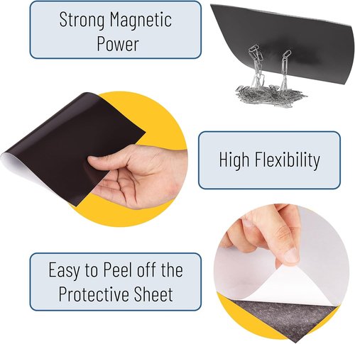 Mr. Pen Magnetic Sheets - Adhesive Backing for Easy Use | 12" x 16" | 5 Pack Flexible Magnet Paper