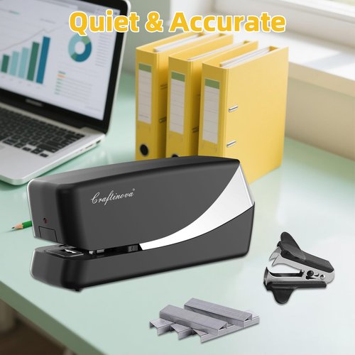 Craftinova Electric Stapler, Automatic Stapler, Include 2000 Staples and 1 Staple Remover, Heavy Duty, Store 210 Staples，AC or Battery Powered, 25 Sheet Capacity.