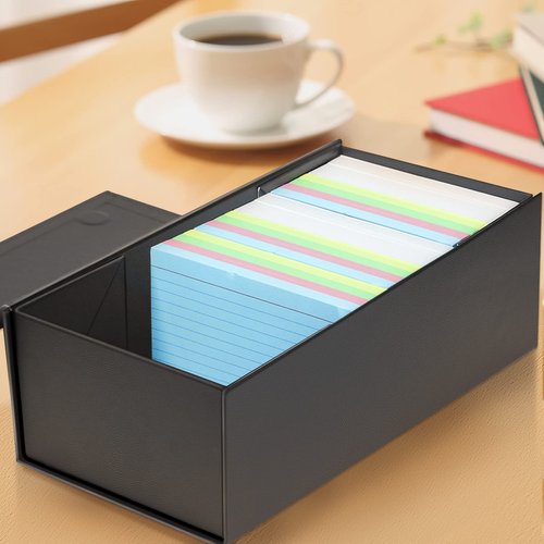 3x5 Index Card Holder Card File Box Organizer, Hold 1200 3x5-Inch Flash Cards 4 Pack Black